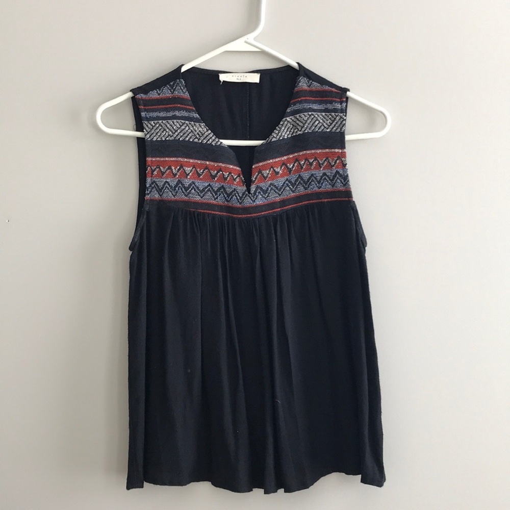 Tribal black tank top